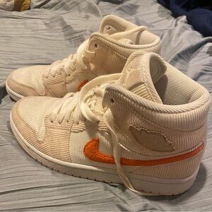 Orange Corduroy Sail Jordan 1s- W8